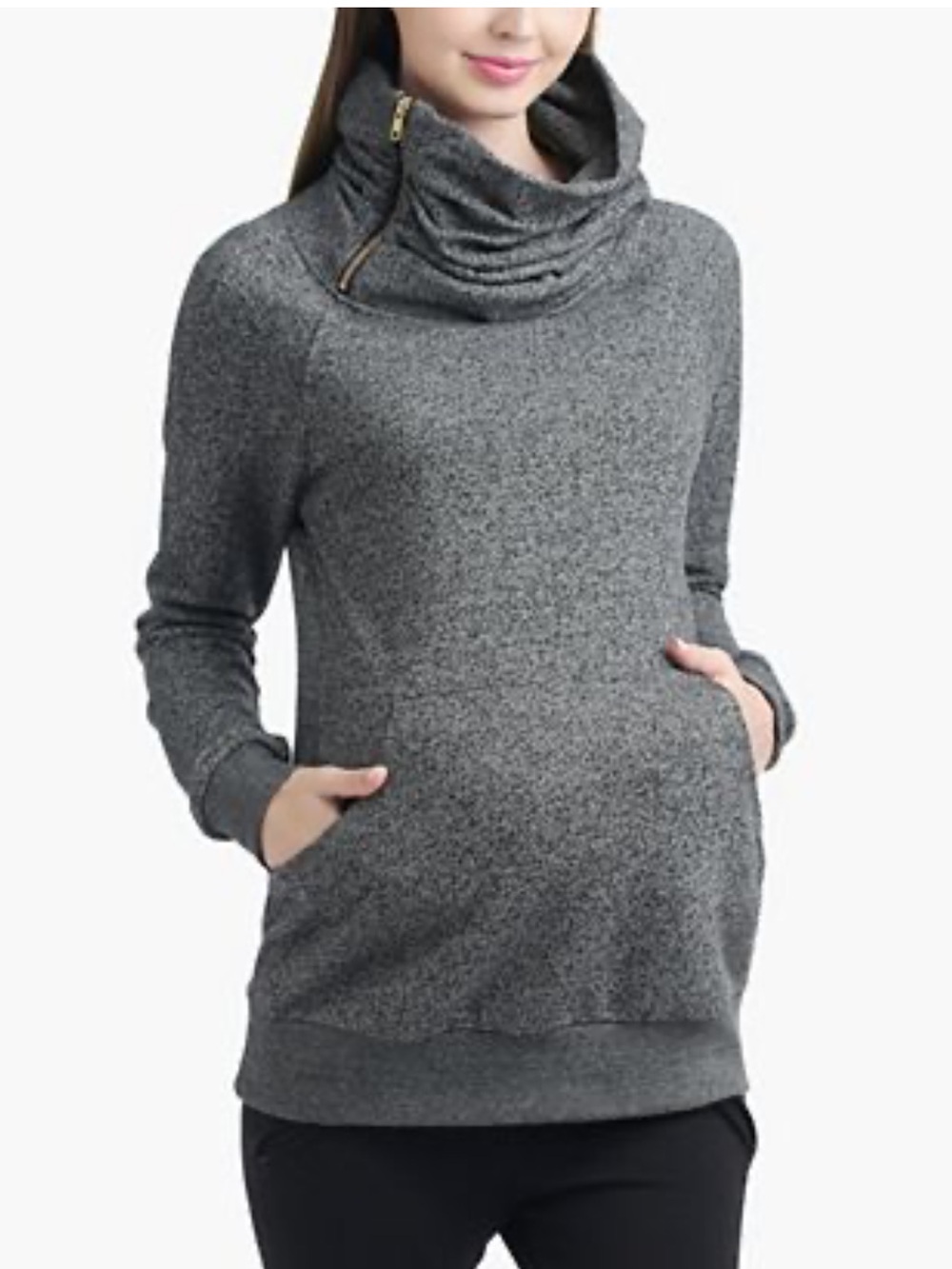 KIMI + KAI Maternity Thea Asymmetrical Zip Pullover Hoodie Sz S